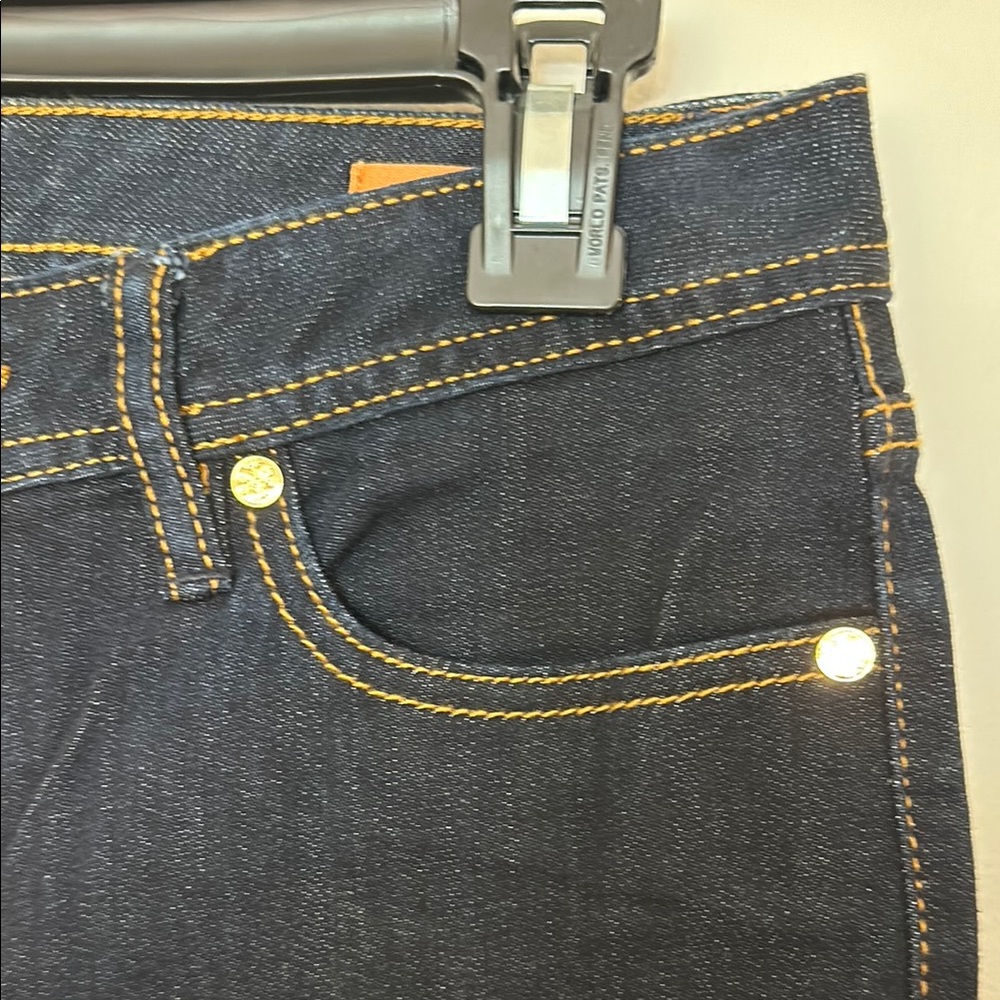 Tory Burch Blue Boot Cut Jeans with Gold Accents - Picture 2 of 10